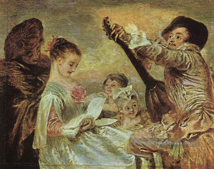 La leçon de musique Jean Antoine Watteau classique rococo Peintures à l'huile